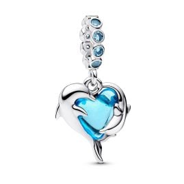 Pandora 793924C01 Silber Charm-Anhänger Blaue Muranoglas Delfine