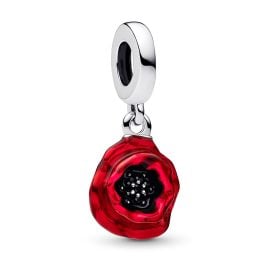 Pandora 793917C01 Dangle Charm Silver Red Flower