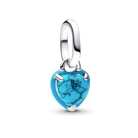 Pandora 793827C01 Mini Dangle Charm Silver Heart Turquoise
