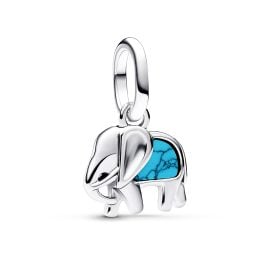 Pandora 793858C01 Mini Dangle Charm Silver Turquoise Elephant