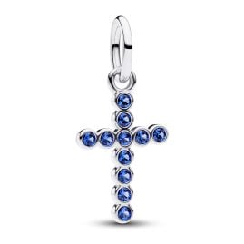 Pandora 794063C01 Charm-Anhänger Kreuz Silber mit Blauen Steinen
