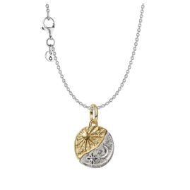 Pandora 21016 Ladies' Necklace Silver Gift Set Bundle Two Tone Sun and Moon