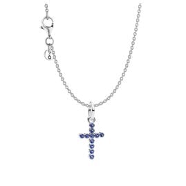 Pandora 21019 Damen-Kette Kreuz Silber mit Blauen Steinen Geschenkset