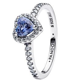 Pandora 198421C05 Silber Damenring Funkelndes Erhabenes Herz Blau