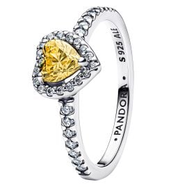 Pandora 198421C06 Silberring für Damen Funkelndes Erhabenes Herz Gelb