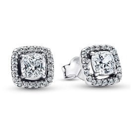 Pandora 293551C02 Women's Stud Earrings Sparkling Square White Halo