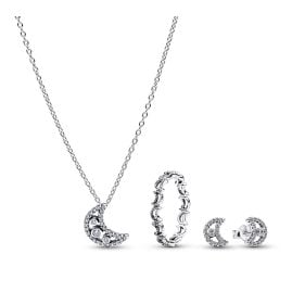 Pandora 21122 Schmuck-Set für Damen Silber Kette, Ohrringe und Ring Mond
