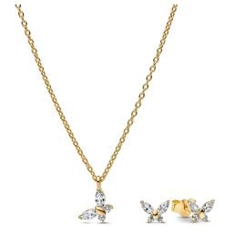 Pandora 21128 Women's Jewellery Set Necklace and Earrings Butterfly Gold Tone