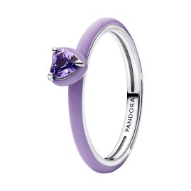 Pandora 193088C04 Damen-Ring Silber Lilafarbenes Chakra Herz