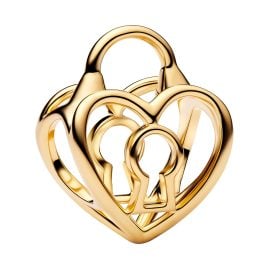 Pandora 764358C00 Charm Gold Tone Openwork Heart Padlock