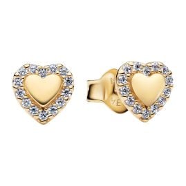 Pandora 264363C01 Damen-Ohrringe Ohrstecker Halo Herz Goldfarben