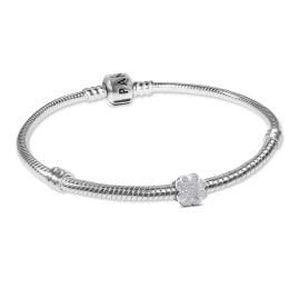 Pandora 21508 Damen-Armband Silber Geschenk-Set mit Mini Kleeblatt matt