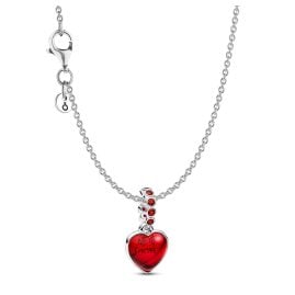 Pandora 21528 Women's Necklace Silver Gift Set Bundle Red Murano Glass Heart