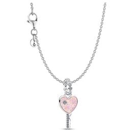 Pandora 21529 Damen-Halskette Silber Schmuckset Opalisierender Herz-Schlüssel