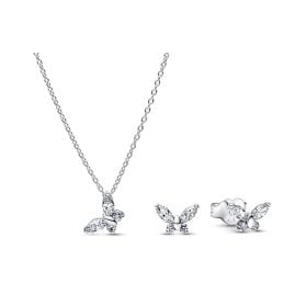 Pandora 21536 Jewellery Set Necklace and Earrings Butterfly Silver Bundle