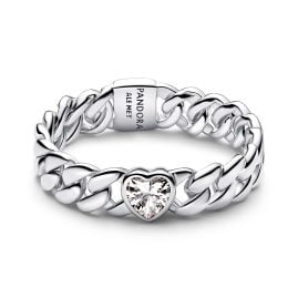 Pandora 194386C01 Kettenring für Frauen mit Herz Silber
