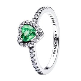 Pandora 198421C08 Damenring Silber Erhabenes Herz Mintgrün