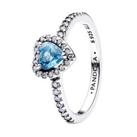 Pandora 198421C10 Damenring Silber Erhabenes Herz Hellblau