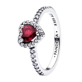 Pandora 198421C13 Damen-Ring 925 Silber Erhabenes Herz Fuchsiarosa