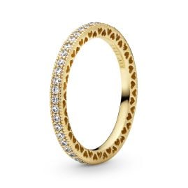 Pandora 168655C01 Women's Ring Sparkle and Hearts Gold Tone