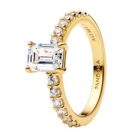 Pandora 164506C01 Ladies´ Ring Rectangular Sparkling Halo Gold Tone