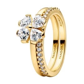 Pandora 164507C01 Damenring Funkelnder Glücksklee Goldfarben