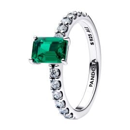 Pandora 194506C01 Silberring für Damen Rechteckiger Funkelnder Grüner Heiligen