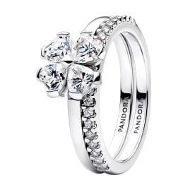 Pandora 194507C01 Damen-Silberring Funkelnder Glücksklee