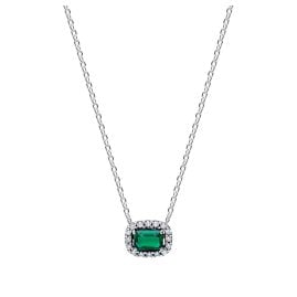 Pandora 394503C01 Silber-Collier für Damen Rechteckiges Funkelndes Grün