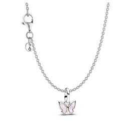 Pandora 21779 Silbercollier für Damen Geschenk-Set Rosafarbener Schmetterling