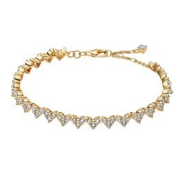Pandora 564390C01 Damen-Armband Herz Dreifacher Stein Goldfarben