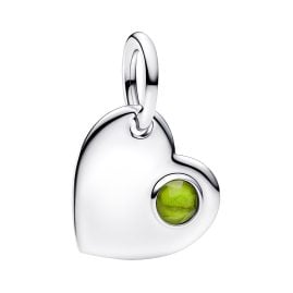 Pandora 794295C08 Silber Charm-Anhänger August Herz Hellgrüner Stein