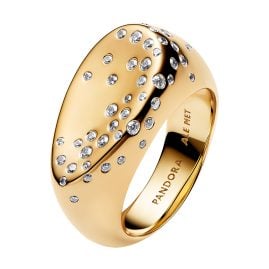 Pandora 164671C01 Ring für Damen Ovaler Siegelring mit Steinbesatz Goldfarben