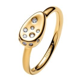 Pandora 164672C01 Damenring Medium Ovaler Siegelring mit Zirkonia Goldfarben