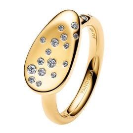Pandora 164707C01 Siegelring für Damen mit Steinen Besetzt Goldfarben