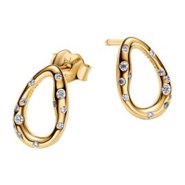 Pandora 264659C01 Ohrstecker für Damen Oval mit Steinen Besetzt Goldfarben