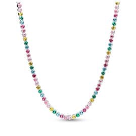 Pandora 394648C01-40 Tennis-Halskette für Damen in Regenbogenfarben Silber