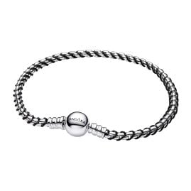 Pandora 593816C02 Damen-Silberarmband Veneziakette Schwarz
