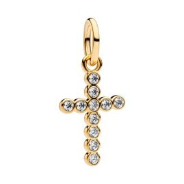 Pandora 764063C01 Charm-Anhänger Kreuz Goldfarben Zirkonia
