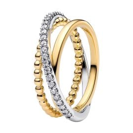 Pandora 164826C01 Ring für Damen Bicolor Crossover Kugeln & Pavé