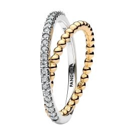 Pandora 164827C01 Damen-Ring Zweifarbig Crossover Kugeln & Pavé