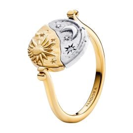 Pandora 164810C01 Medaillon-Ring für Damen Sonne und Mond Zweifarbig