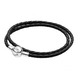 Pandora 590745CBK Ladies Leather Bracelet Double Black
