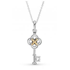 Pandora 399339C01-70 Silver Ladies' Necklace Two-Tone Key with Flower