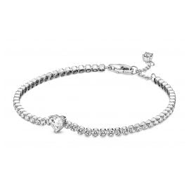 Pandora 590041C01 Women's Tennis Bracelet Sparkling Heart Silver