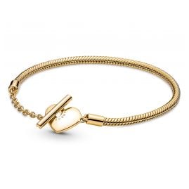 Pandora 569285C00 Ladies' Bracelet Heart T-Bar Gold Tone