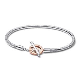 Pandora 582309C00 Ladies´ Bracelet Logo T-Bar 925 Silver Two Tone