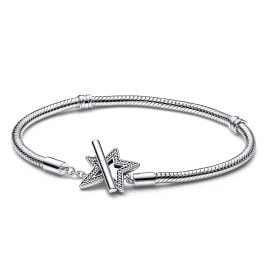 Pandora 592357C01 Women's Silver Bracelet Asymmetric Star T-Bar