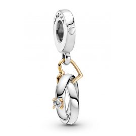 Pandora 799319C01 Silver Dangle Charm Two-Tone Wedding Rings
