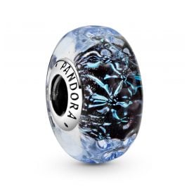 Pandora 798938C00 Silber Bead-Charm Muranoglas Welliger Dunkelblauer Ozean